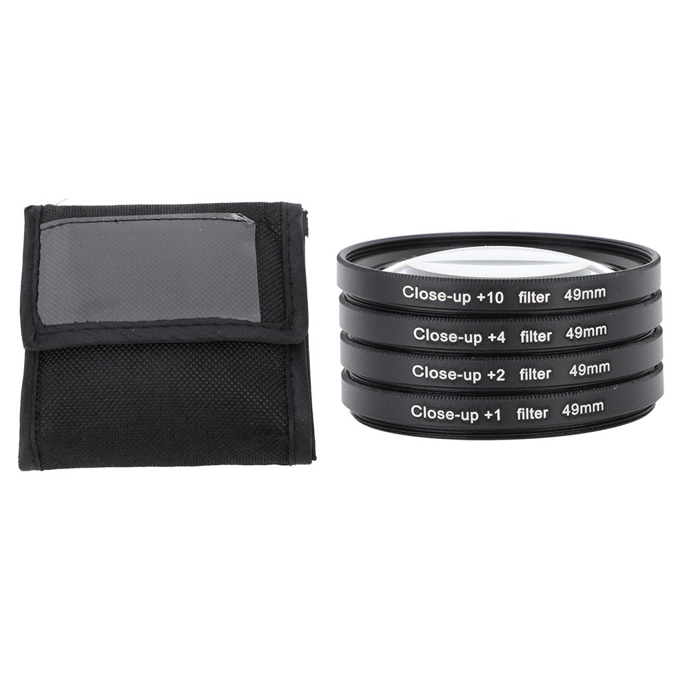 4 in 1 Close Up Filter Kit Macro Lens Filter Set 1 2 4 10 with Storage Pouch, Optical Glass for Digital Camera Photography (49mm)