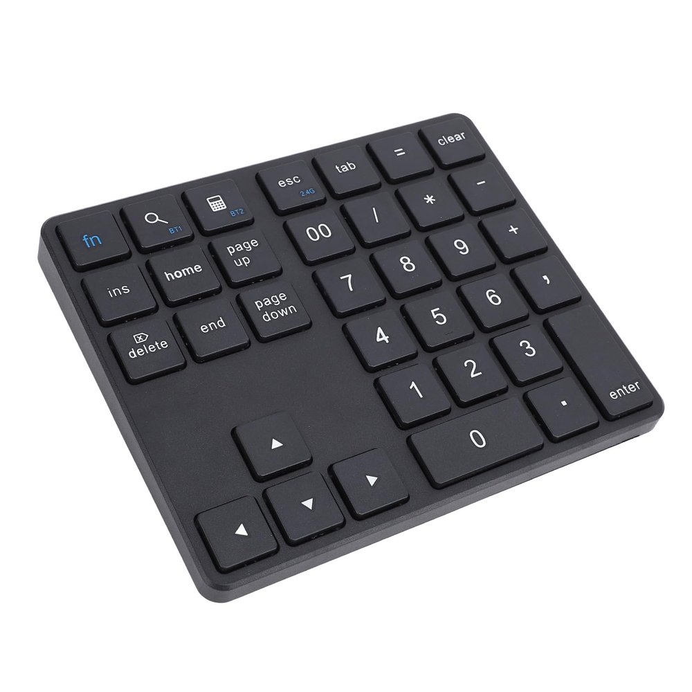 Sanpyl Bluetooth Number Pad, 2.4G Cordless Numeric Keypad 35 Keys Rechargeable External Numpad Keyboard with Receiver, for Laptop Desktop Smartphone (Black)