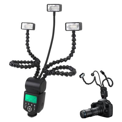 3 Head Camera Flash, 48CM 3 Head Flexible Arms Independent Control, 5600K, 8 Level Brightness Portable Camera Macro Arm Light for DSLR Camera