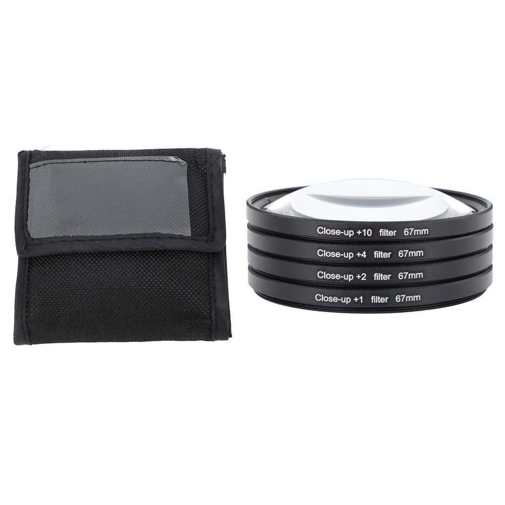 4 in 1 Close Up Filter Kit Macro Lens Filter Set 1 2 4 10 with Storage Pouch, Optical Glass for Digital Camera Photography (67mm)
