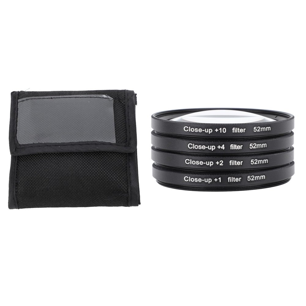 4 in 1 Close Up Filter Kit Macro Lens Filter Set 1 2 4 10 with Storage Pouch, Optical Glass for Digital Camera Photography (52mm)