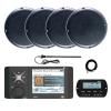 JBL Wake Series R4500 Marine USB Bluetooth AM/FM/WeatherBand Radio Receiver with Wired Remote, Extension Cable, 4x 5.25" 20 Watt Max Polycone Audio Speakers, Long Range Antenna (Black, Bulk Packaging) view 1