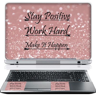 13 13.3 Inch Laptop Skin Sticker Cover Premium Sticker Cover Art Decal Decorative (Included 2 Wrist Pad Skins) - Pink Stay Positive