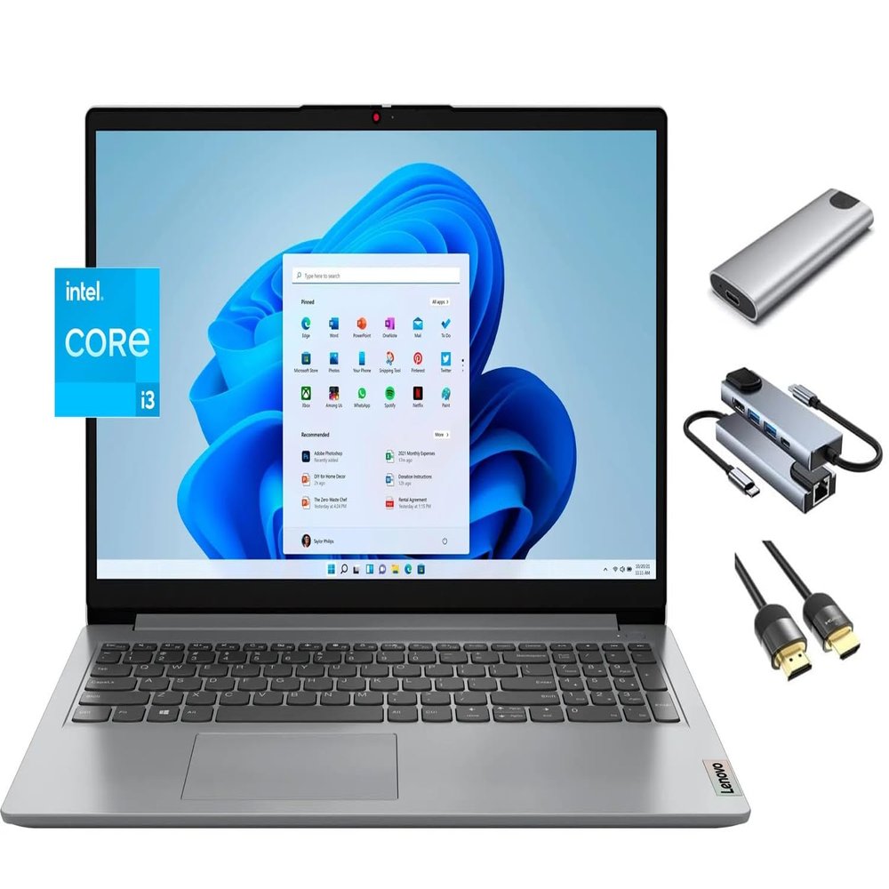 Lenovo IdeaPad Touchscreen Laptop, 15.6" Full HD Display, 6-Core i3-1215U (Beats i5-1135G7), 16GB RAM, 512GB SSD + 256GB Portable SSD, Webcam, KeyPad, 3-in-1 External Storage Bundle, Win 11