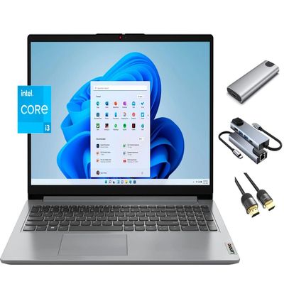 Lenovo IdeaPad Touchscreen Laptop, 15.6" Full HD Display, 6-Core i3-1215U (Beats i5-1135G7), 8GB RAM, 256GB SSD + 256GB Portable SSD, Webcam, KeyPad, 3-in-1 External Storage Bundle, Win 11