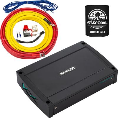 KICKER Amp and Wiring Kit Package of 2 Items 1200W 2-Channel KXMA Series Marine Amplifier with 4AWG Power Wiring Kit - Boat Kit - 48KXMA1200.2 Amplifier & 47KMPK4 Wiring Kit