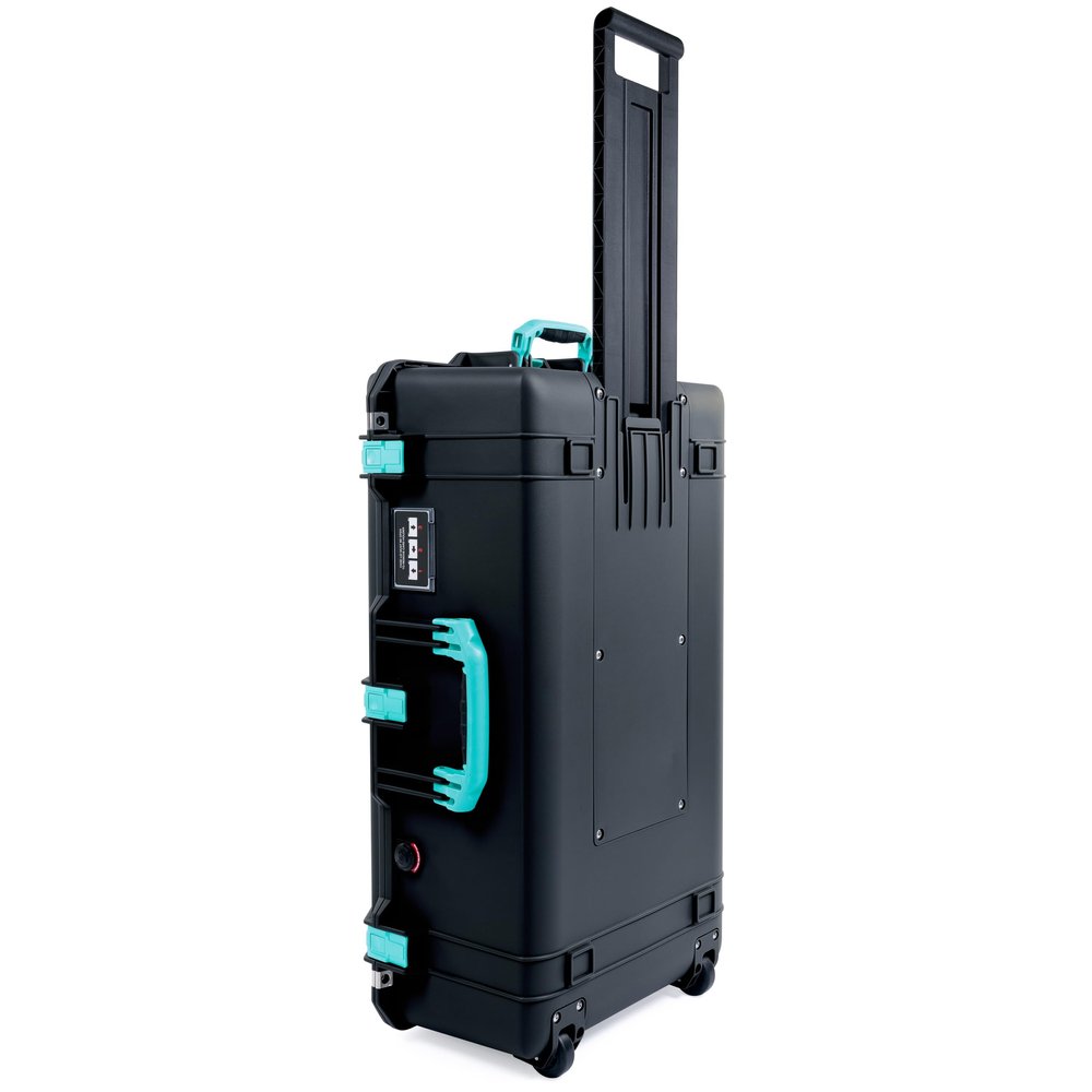 Black Pelican 1615 Air case with Teal Handles & latches. Comes Empty & with Wheels.