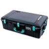 Black Pelican 1615 Air case with Teal Handles & latches. Comes Empty & with Wheels. view 2