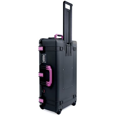 Black Pelican 1615 Air case with Magenta Handles & latches. Comes Empty & with Wheels.