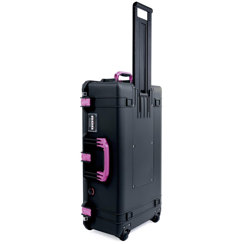 Black Pelican 1615 Air case with Magenta Handles & latches. Comes Empty & with Wheels.