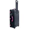 Black Pelican 1615 Air case with Magenta Handles & latches. Comes Empty & with Wheels. view 1