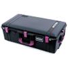 Black Pelican 1615 Air case with Magenta Handles & latches. Comes Empty & with Wheels. view 2