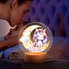 idooodle Personalized LED Night Light - Custom Name & 20 Patterns, Cute Unicorn Lamp with Wooden Base for Bedroom Decor, Gifts for Kids Girls Boys view 3