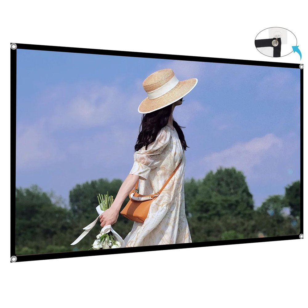 300 Inch 16:9 Foldable Portable Projection Screen, Washable Projector Movies Screen for Home Theater Outdoor Indoor(60in(135x75cm))