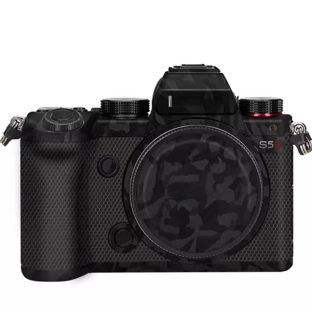 Anti-Scratch Camera Skin Wrap Sticker Coat Vinly Protective Film Body Protector Decals Cover for Panasonic LUMIX S5 Mark II S5II S5IIX S5M2 S5M2X (Shadow Camo Black)