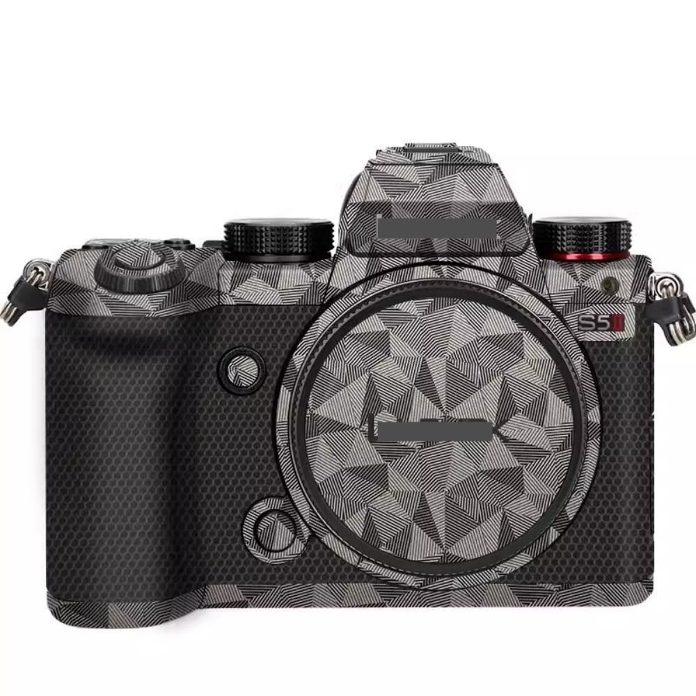 Anti-Scratch Camera Skin Wrap Sticker Coat Vinly Protective Film Body Protector Decals Cover for Panasonic LUMIX S5 Mark II S5II S5IIX S5M2 S5M2X (Triangle Titanium)