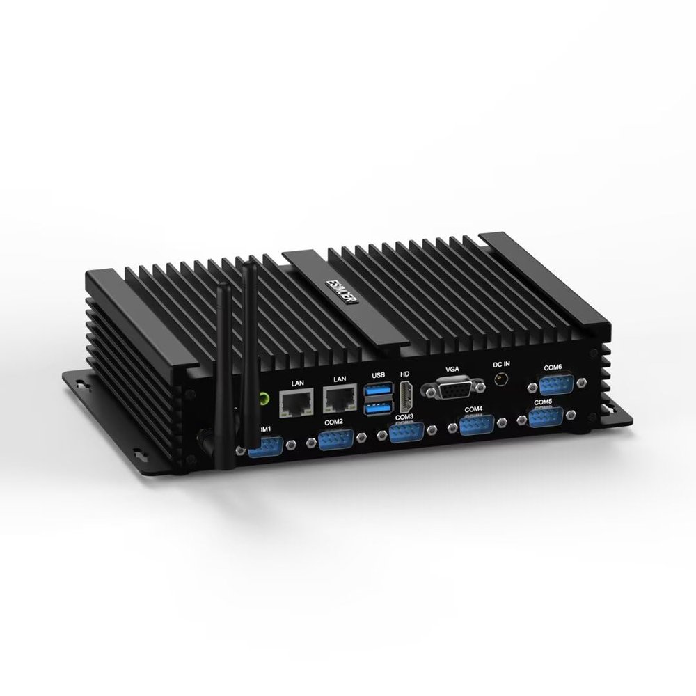 ESIMOER Fanless Mini PC Win 11, Mini Industrial PC Core i5 8250U, 32GB RAM DDR4 512GB SSD, HD/VGA 4K Dual Display6*RS232 COM, 3G/4G SIM Slot, WiFi, BT4.2