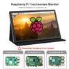 10.1" Touch Screen Portable Monitor for Raspberry Pi, IPS 1280x800 HD Display 60Hz, USB-C/HDMI, Secondary Screen with Case, Speakers, Plug & Play, Compatible with Raspberry Pi 5/4B/3B+, Windows view 3