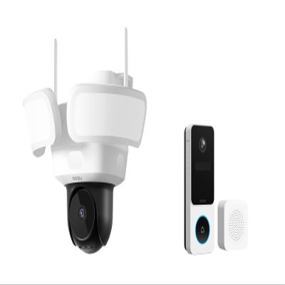 AOSU Floodlightcam Pro Wired + 2K New Doorbell Camera (3:4 Aspect Ratio) - No Monthly Fee