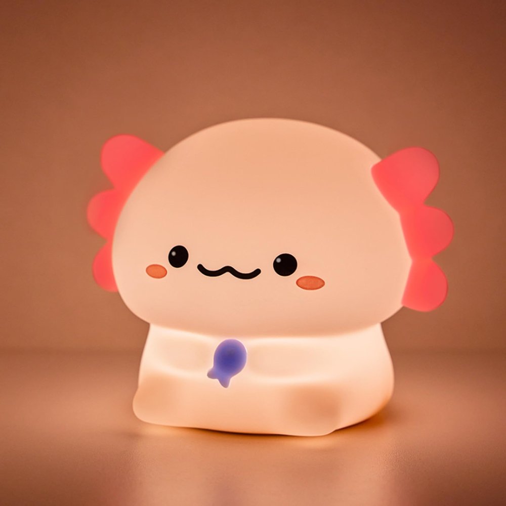DEALFUN Axolotl Cute Cartoon Nursery Night Lights, Animal Design Safe Silicone Soft LED Nursery Lamp for Toddler Room Decoration