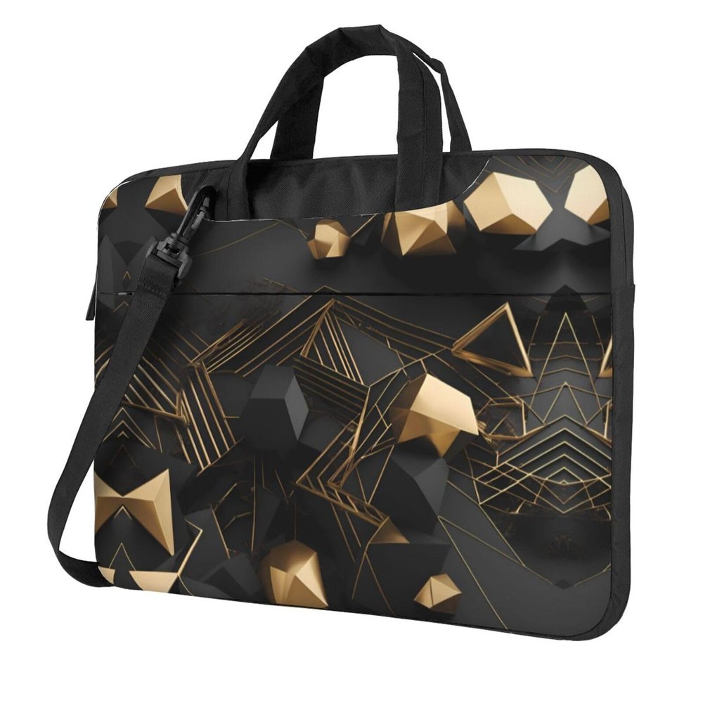 black and gold plaid Laptop Bag, Multifunctional Shoulder Messenger Bag, 14.96 Inch Long Computer Case, Briefcase Handbag Shoulder Bag