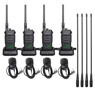 Retevis RT86 Walkie Talkies(4 Pack) Bundle with Antenna(4 Pack) Long Range, 2 Way Radio with Shoulder Mic, Heavy Duty Two Way Radios Rechargeable, Handheld, High Power, 2600mAh