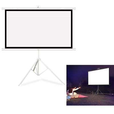 Hoiweqr Projector Screen with Stand, 50-Inch 60-Inch 72-Inch Outdoor Indoor Projector Screen 4:3/16:9 4K HD, Black, White, Portable Foldable Movie Screen for Home Backyard Theater(White,4:3 72in)