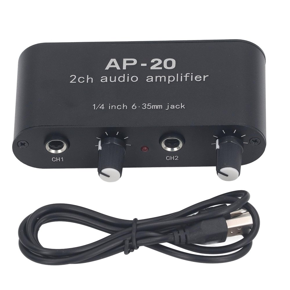 2CH Sound Amp, Aluminum Alloy Balanced Input 1/4in 6.5mm Gain Independent Adjustment 020db Sound Preamplifier