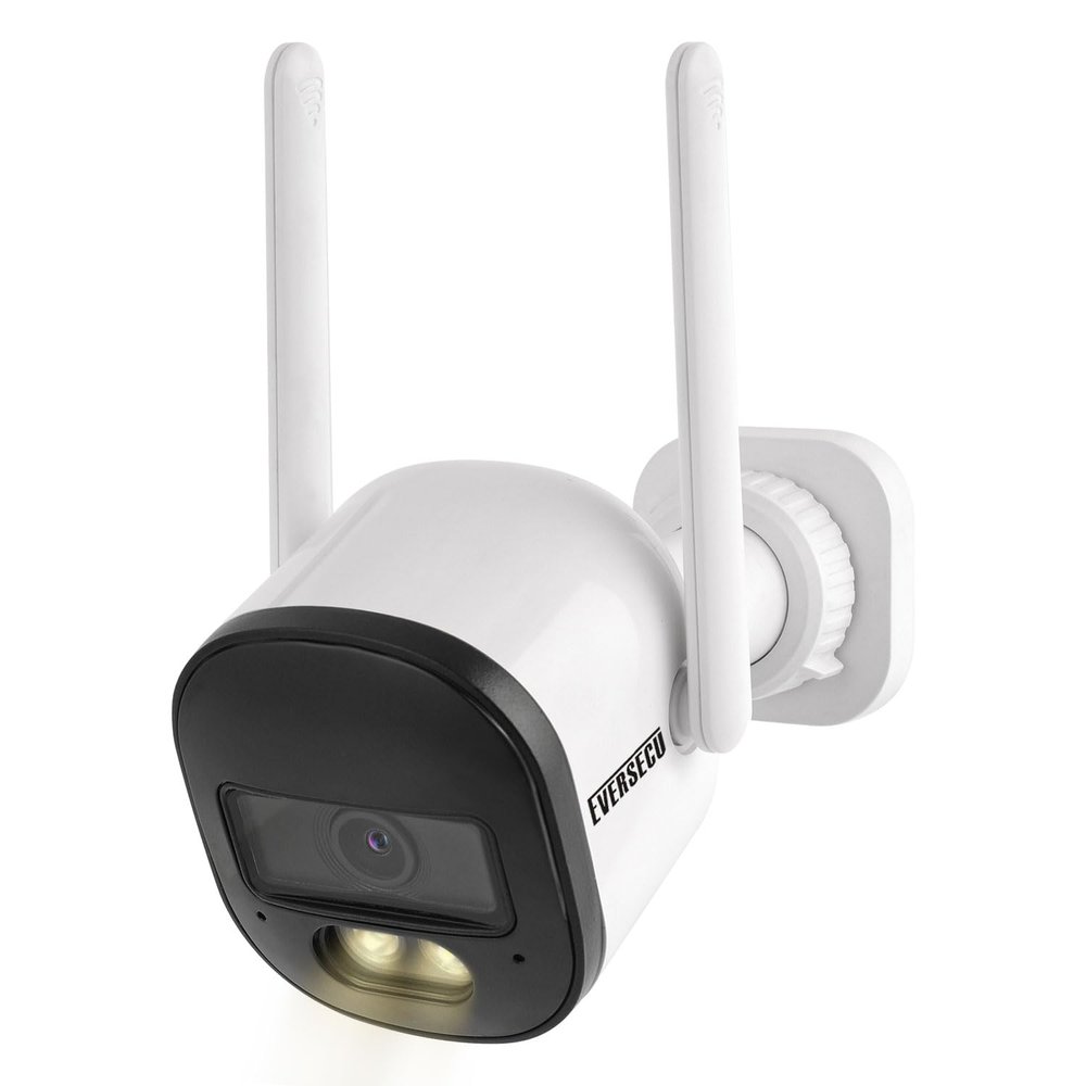 EVERSECU 2K Wired WiFi Bullet Camera, 2.8mm Lens Wide Angel, 2-Way Audio, Night Vision, Motion Detection Alarm, Outdoor/Indoor, Waterproof, Remote Access, Supports ONVIF&RTSP Stream, Work with Alexa