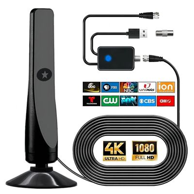 Amplified HD Digital TV Antenna for Smart TV Indoor, Supports 4K 8K 1080p, High Performance Coax Cable, Miles Coverage Range