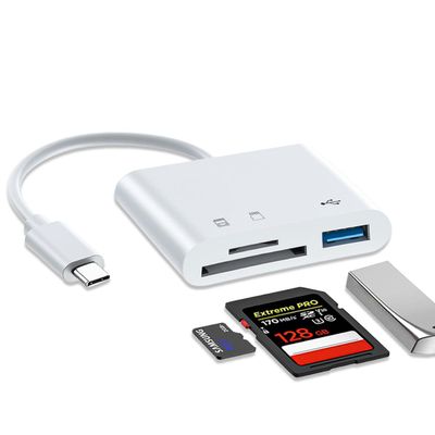 3-in-1 SD Card Reader USB C,SD Card Adapter,Memory Card Reader Support Micro SD/SD/SDHC/SDXC for iPhone MacBook Air/Pro Laptop and Camera (White)