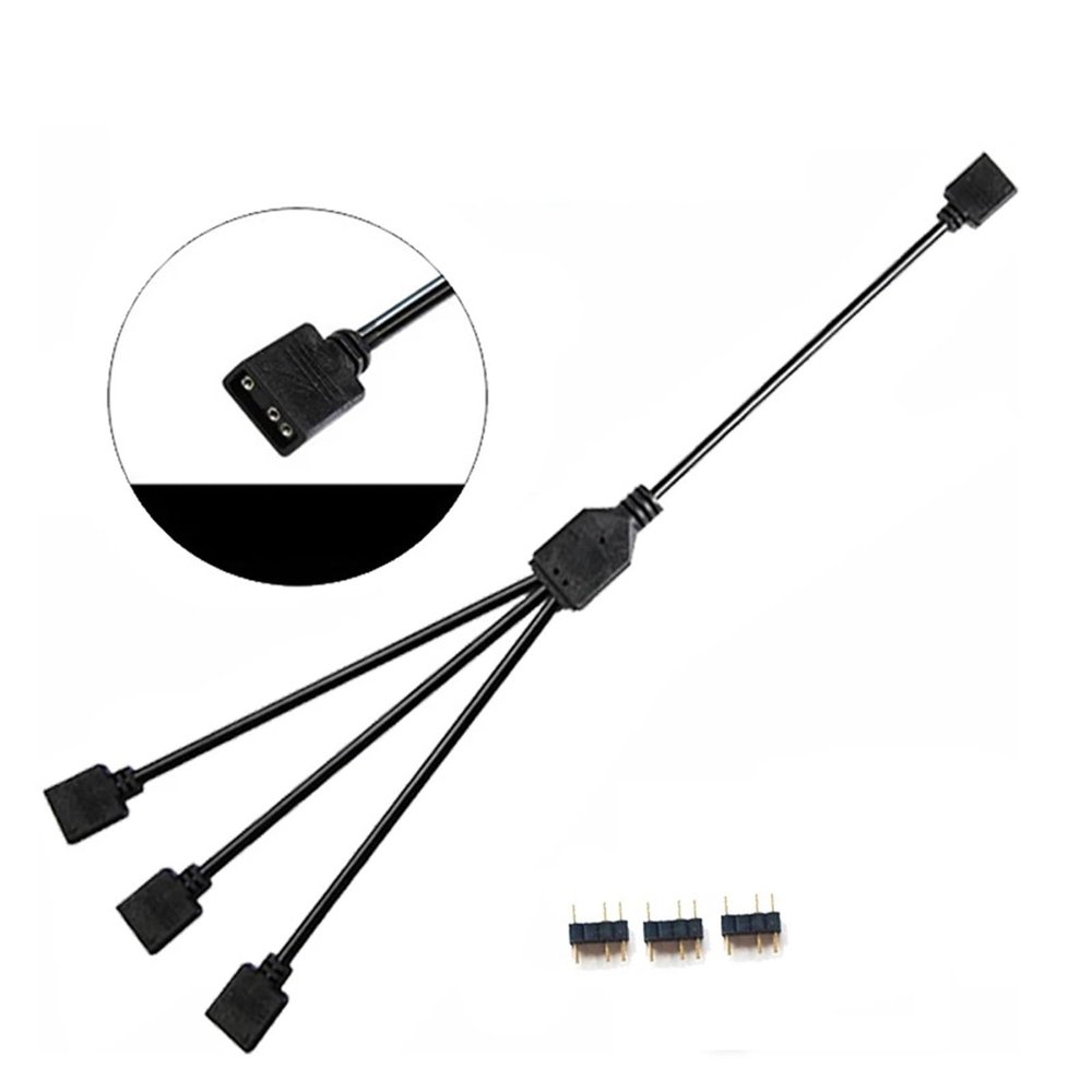 12V/4pin 5V/3-pin Aura RGB Extension Adapter Cable,Motherboard to 2 Or 3 4 Connects Splitter Hub F PC Light Strip(5V 1X3)