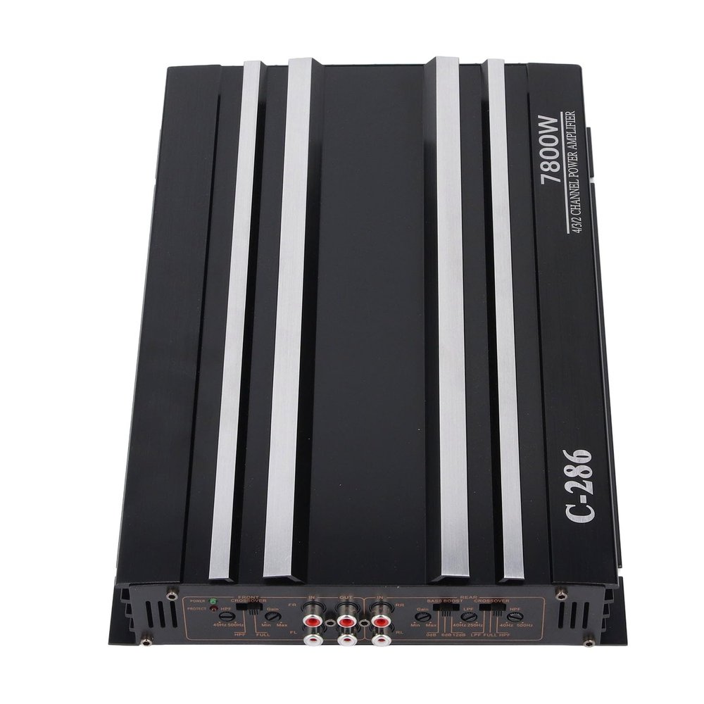 Car Stereo Amplifier, Car Audio Amplifier 7800W 4 Channels Class AB Pure Bass Power Amp for DC 12V Truck Boat UTV Motorcycle