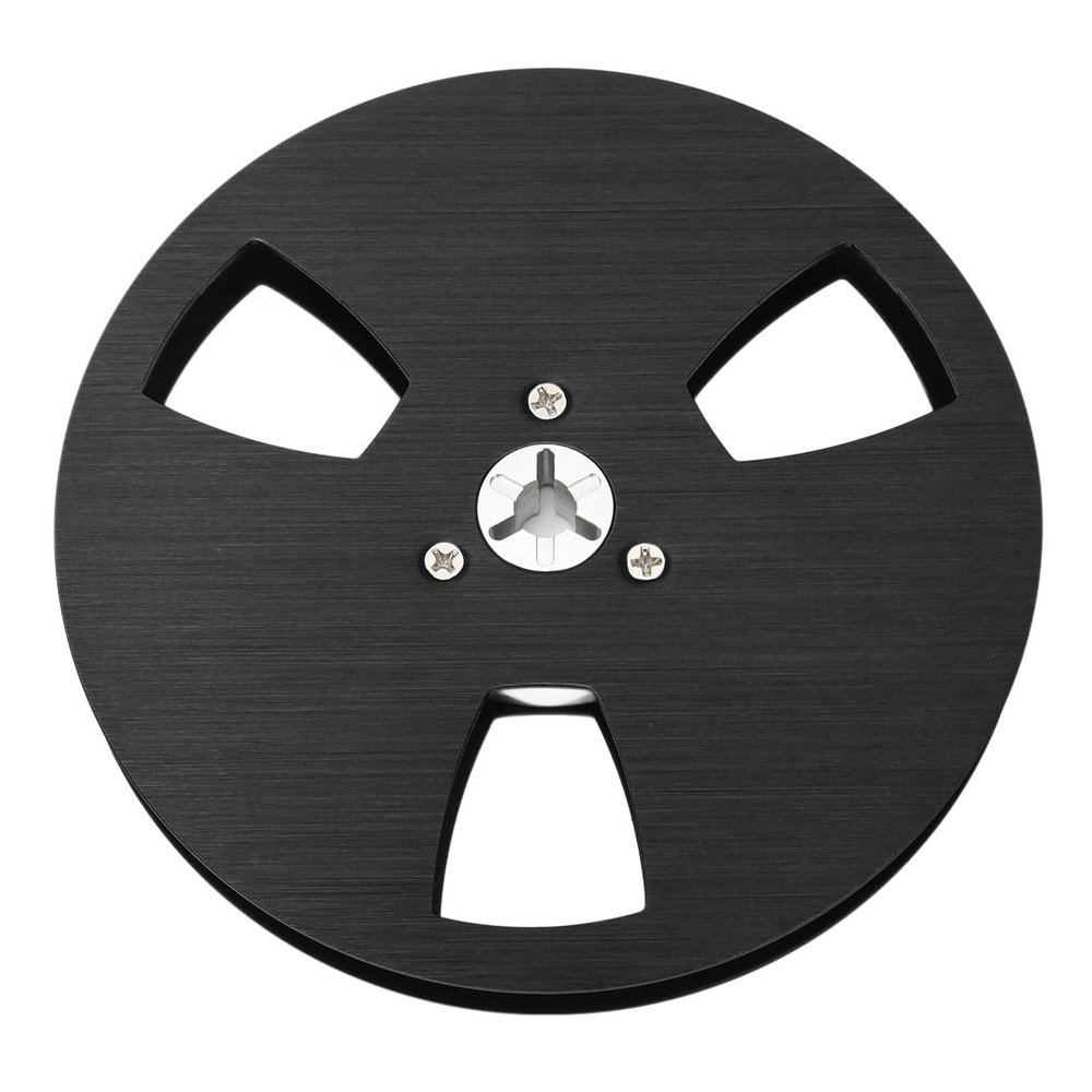 Phefop Empty Reel 1/4 5 Inch 3 Hole Open Reel Sound Tape Empty Reel Aluminum Alloy Tape Recorder Repair Reel Replacement (Black)
