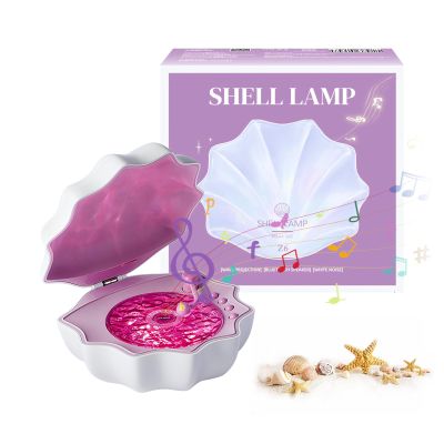 Shell Bluetooth Speaker with Wave Light Projector, Creative Shell Design, Retro Wave Sound Effects, Purple for Bedroom Use