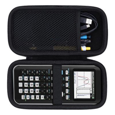 Graphing Calculator Storage Bag Hard Case, Nylon EVA Travel Carrying Box for TI 84 Plus CE, with Mesh Pocket, Velvet Lined, Sturdy Hand Strap