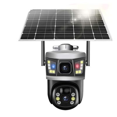 QDVOPHZA 6K 12MP Solar Camera Dual Lens Dual Screen WiFi 4G PTZ Human Tracking Security Surveillance Outdoor Waterproof Zoom Light Alarms(WiFi Camera No Card)