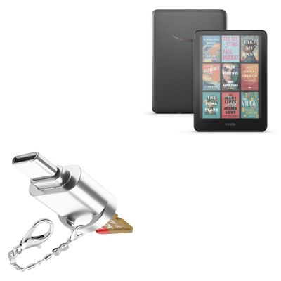 BoxWave Adapter Compatible with Amazon Kindle Colorsoft Signature Edition 1st Gen (7 in) - Micro SD Card miniReader, USB Type-C OTG Reader USB3.0 Adapter Keychain - Metallic Silver