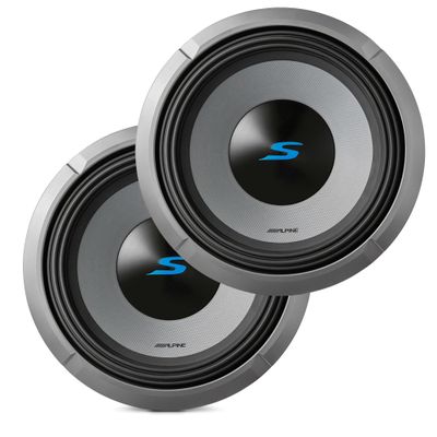 Alpine 2X S2-W10D4, S Series 10" Dual 4 Ohm Voice Coil Subwoofers - Pair