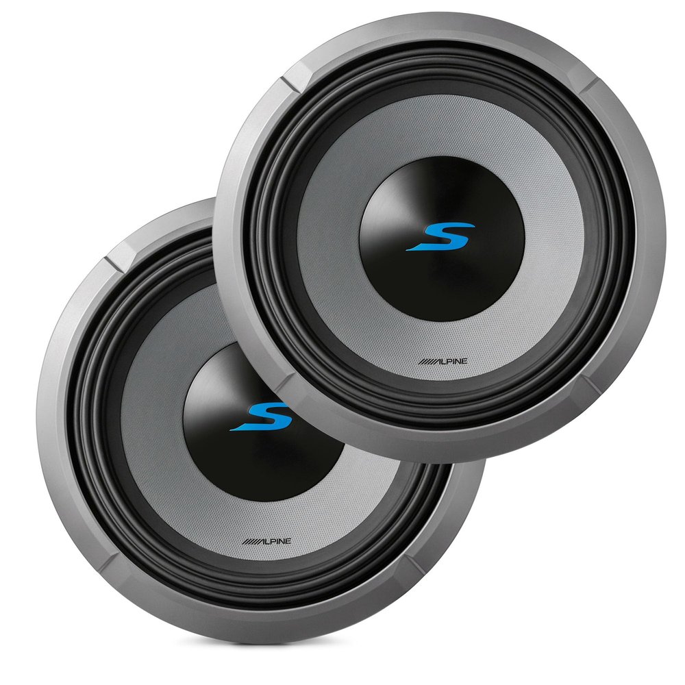 Alpine 2X S2-W10D4, S Series 10" Dual 4 Ohm Voice Coil Subwoofers - Pair