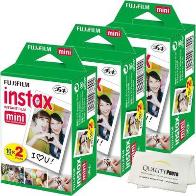 Fujifilm INSTAX Mini Instant Film (White) for Fujifilm Mini 8 & Mini 9 Cameras w/Microfiber Cloth by Quality (60)