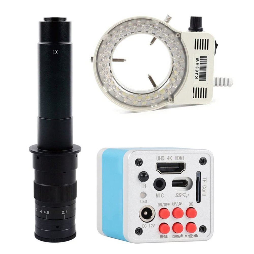 Microscope Observation Microscope Cameras 4K UHD I_MX334 Digital Microscope TF HDMI USB Type-C 3.0 Industrial Electronic Microscope Camera for Phone Repair Soldering(300x Lens with Light)