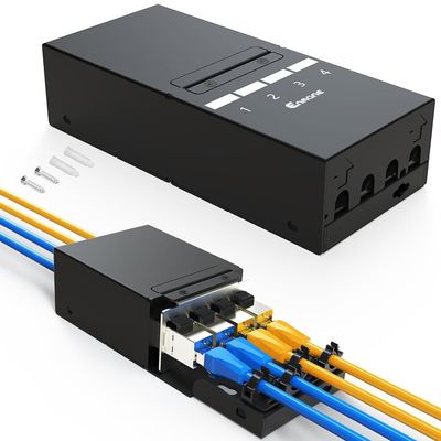 Enmane 4 Port Patch Panel Blank Keystone Patch Panel UTP&STP Compatible with LC/SC/ST/FC/USB/HDMI Keystone Jack for Home/Office Ethernet Termination Box