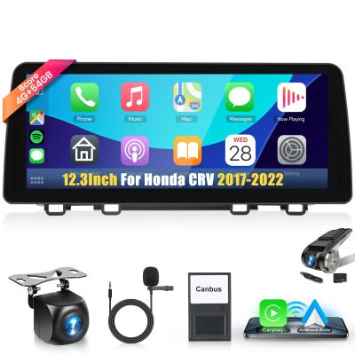 12.3" Car Stereo for Honda CRV 2017-20228Core 4+64G Wireless Carplay Android Auto,1920 * 720P IPS Touch Screen Radio,Android13/GPS/WiFi/32EQ DSP/59UI/Bluetooth5.0/DAB/FM/SWC/Backup Camera