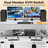 8K KVM Switch 2 Monitors 2 Computers Displayport, DP+DP 4K@120Hz USB3.0 Dual Monitor KVM Switches for 2 PC Sharing 2 Monitor of 1 Set Keyboard Mouse and USB Device, with IR Controller view 3