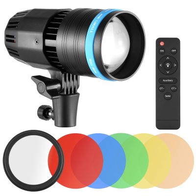 50W Compact Focusing Video Light, COB Photography LED Light, Portable Video Light with Remote Control, 5 Color Filters for Portrait Wedding Fashion Product (US Plug)