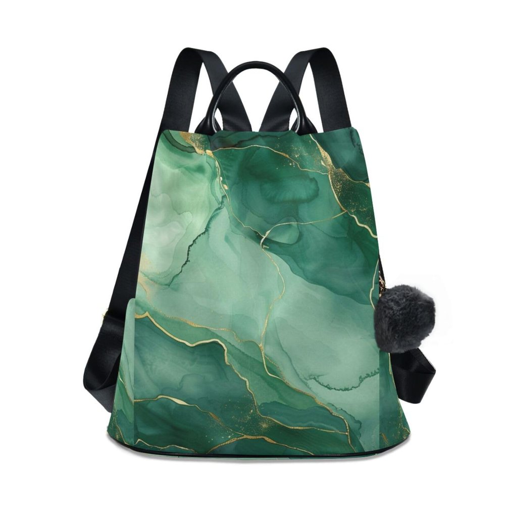 ALAZA Green Marble W/Gold Line Backpack Purse for Women Anti Theft Fashion Back Pack Shoulder Bag