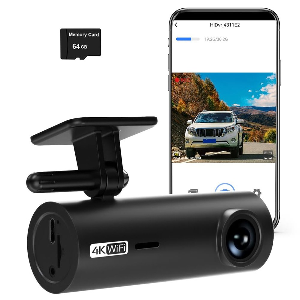 4K Car DVR Dash Cam for Cars,Voice Prompt,Built in WiFi App Control with UHD 2160P,Super Night Vision,Loop Recording G-Sensor, Parking Monitor Video Recorder