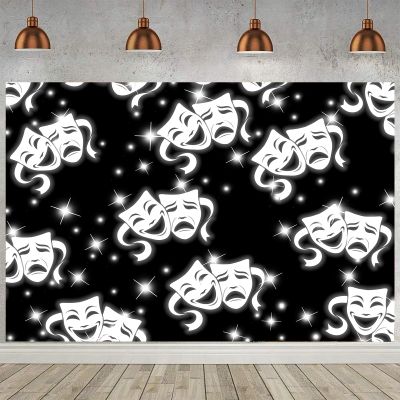 DePhoto 8x6FT Black Mask Backdrop Early 2000s Old School Emotion Glamour Shots Backdrops 90s Chola Party Decorations Photo Studio Prop Vinyl