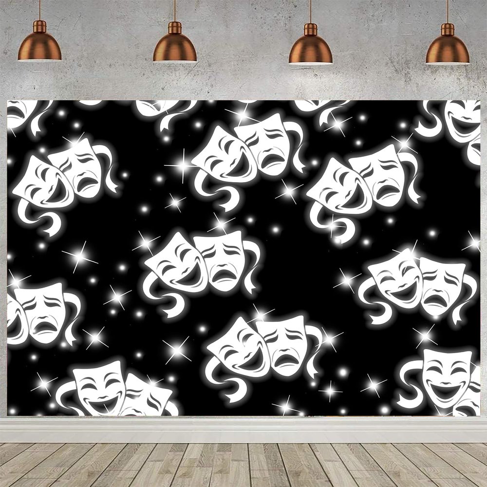 DePhoto 8x6FT Black Mask Backdrop Early 2000s Old School Emotion Glamour Shots Backdrops 90s Chola Party Decorations Photo Studio Prop Vinyl